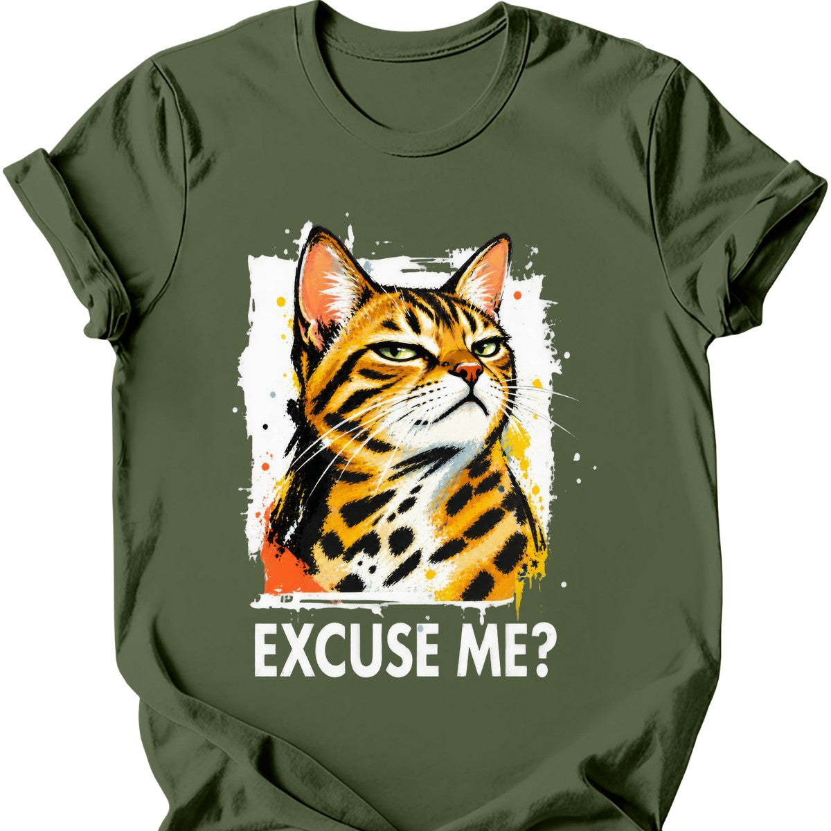 ‘Excuse Me?’ — Bengal Cat — Military Green