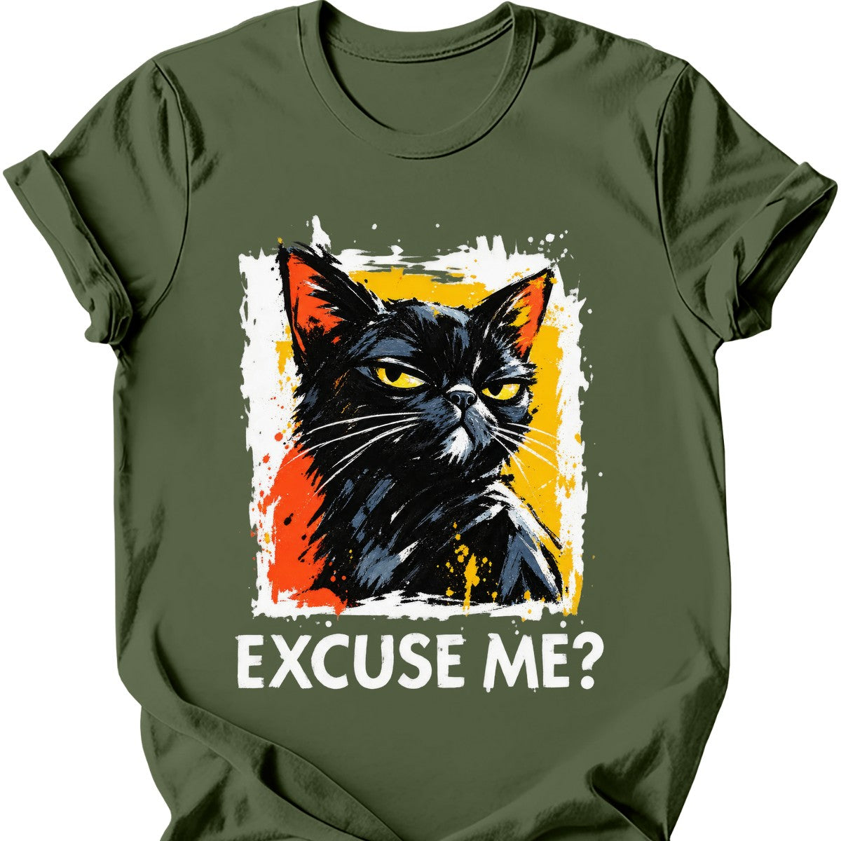 ‘Excuse Me?’ — Black Cat — Military Green