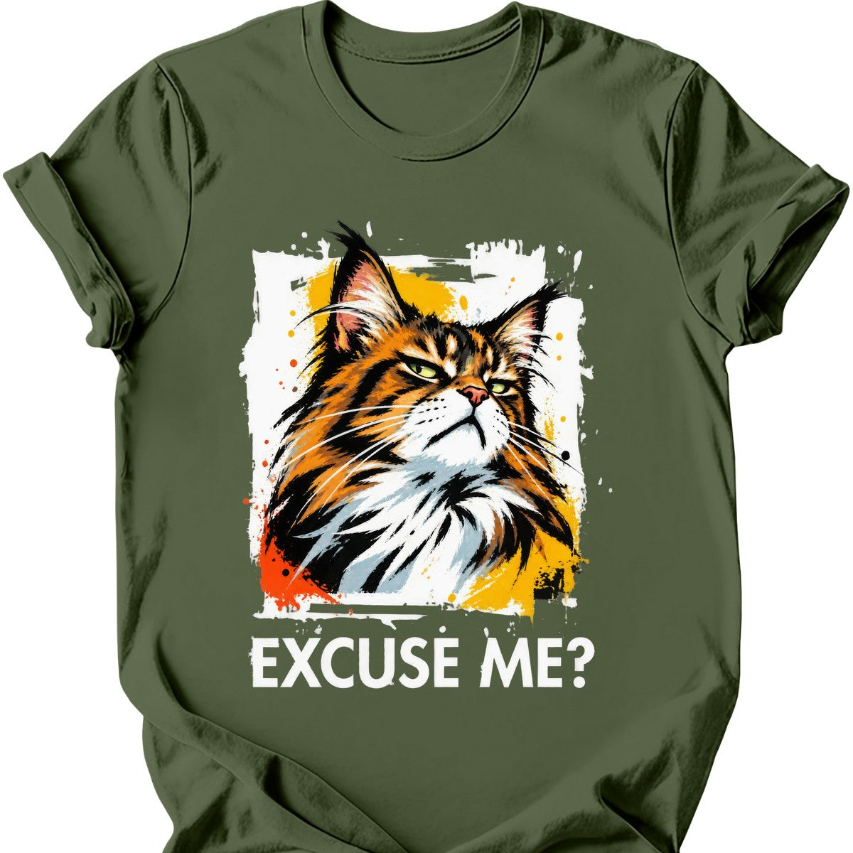 ‘Excuse Me?’ — Maine Coon — Military Green