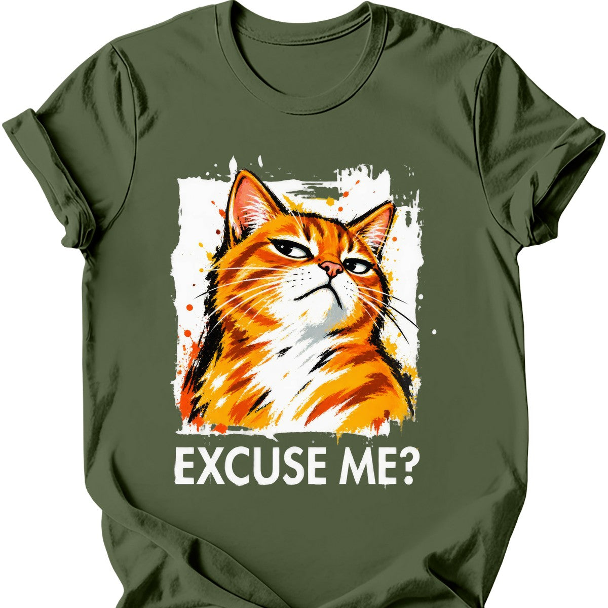 ‘Excuse Me?’ — Ginger Tabby — Military Green
