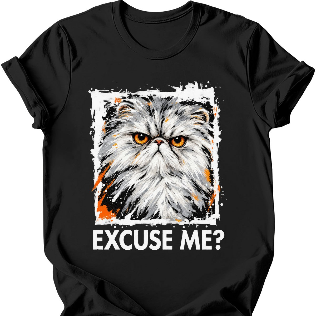 ‘Excuse Me?’ — Persian Cat T-Shirt — Black