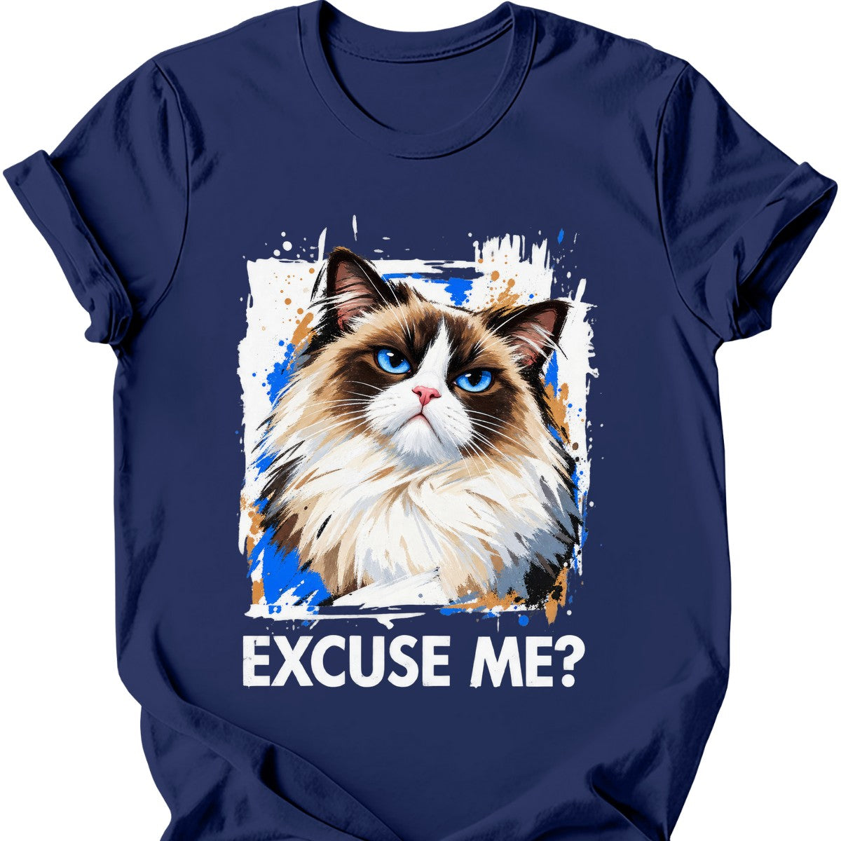 ‘Excuse Me?’ — Ragdoll Cat T-Shirt — Navy