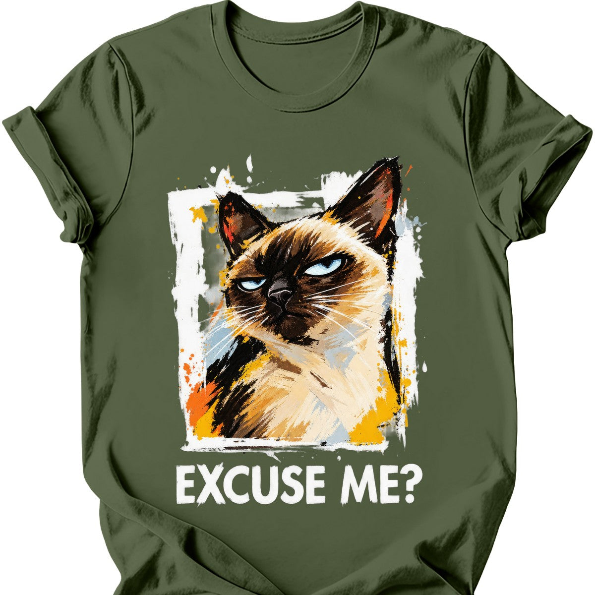 ‘Excuse Me?’ — Siamese Cat — Military Green