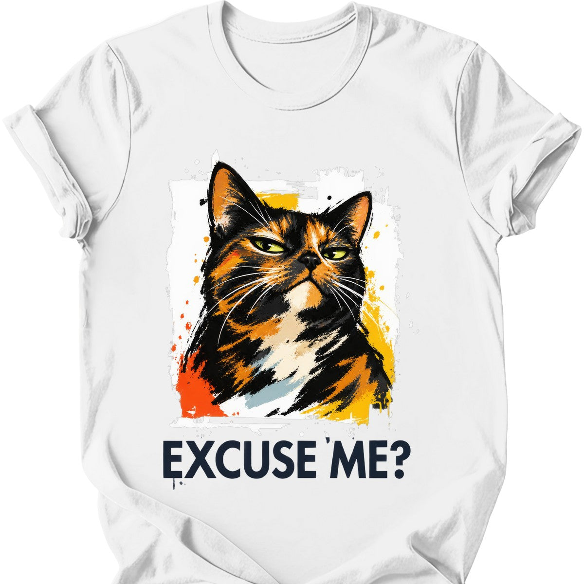 ‘Excuse Me?’ — Tortoiseshell Cat — White