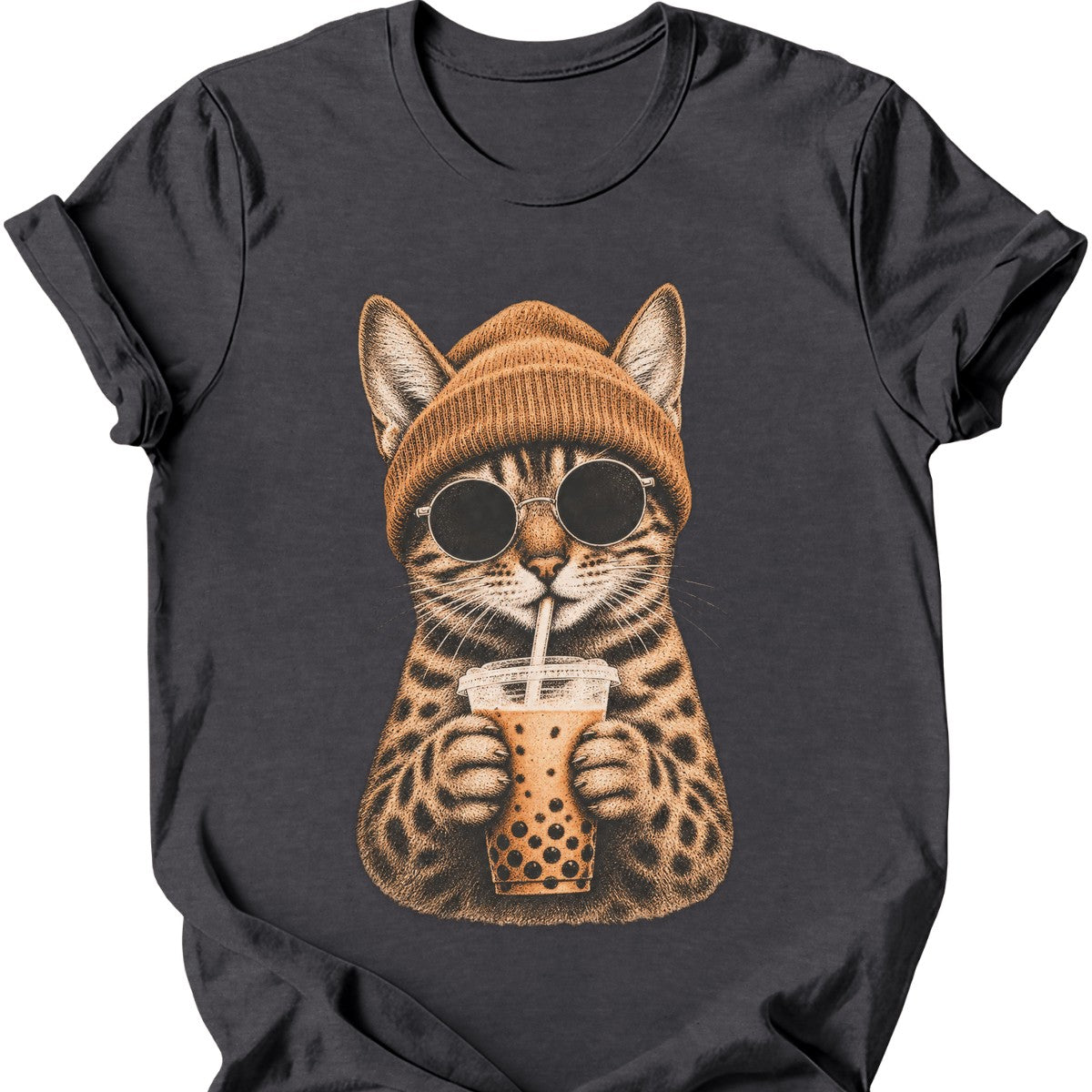 Hipster Cat — Bengal Cat T-Shirt — Dark Heather