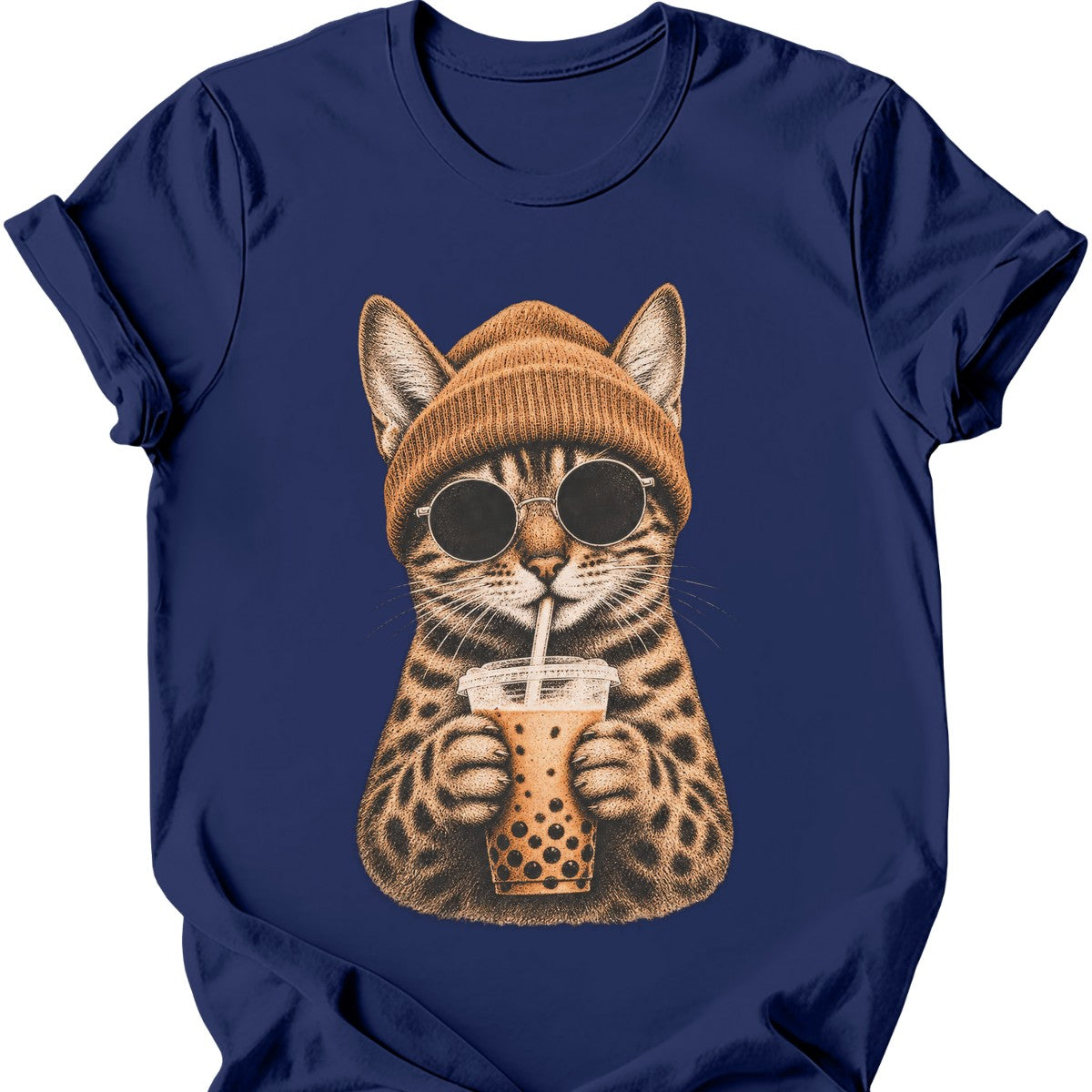 Hipster Cat — Bengal Cat T-Shirt — Navy