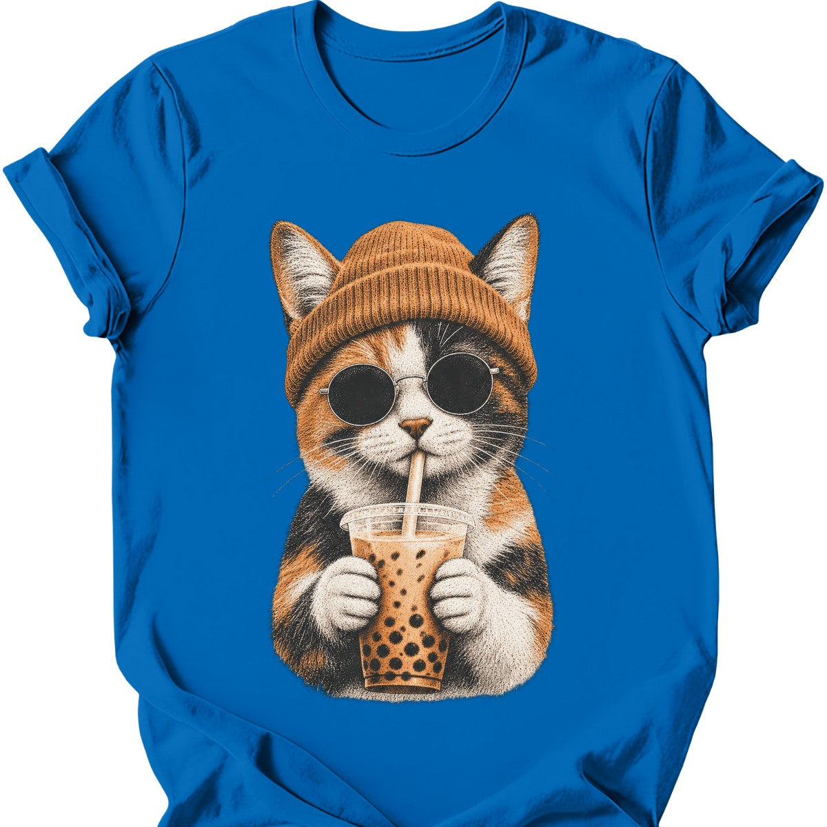 Hipster Cat — Calico Cat T-Shirt — Royal