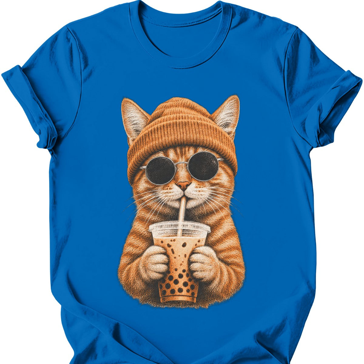 Hipster Cat — Ginger Tabby T-Shirt — Royal