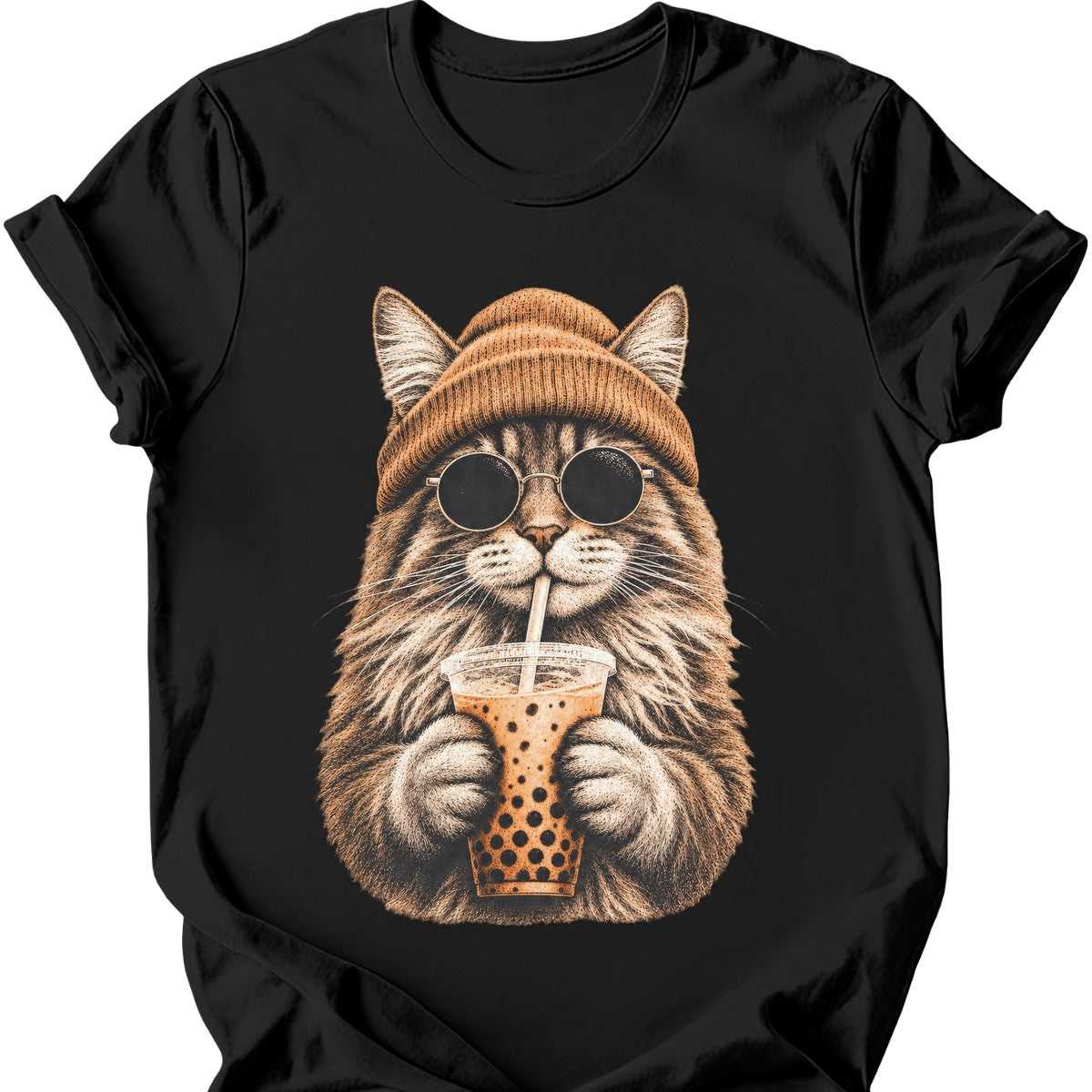 Hipster Cat — Maine Coon T-Shirt — Black