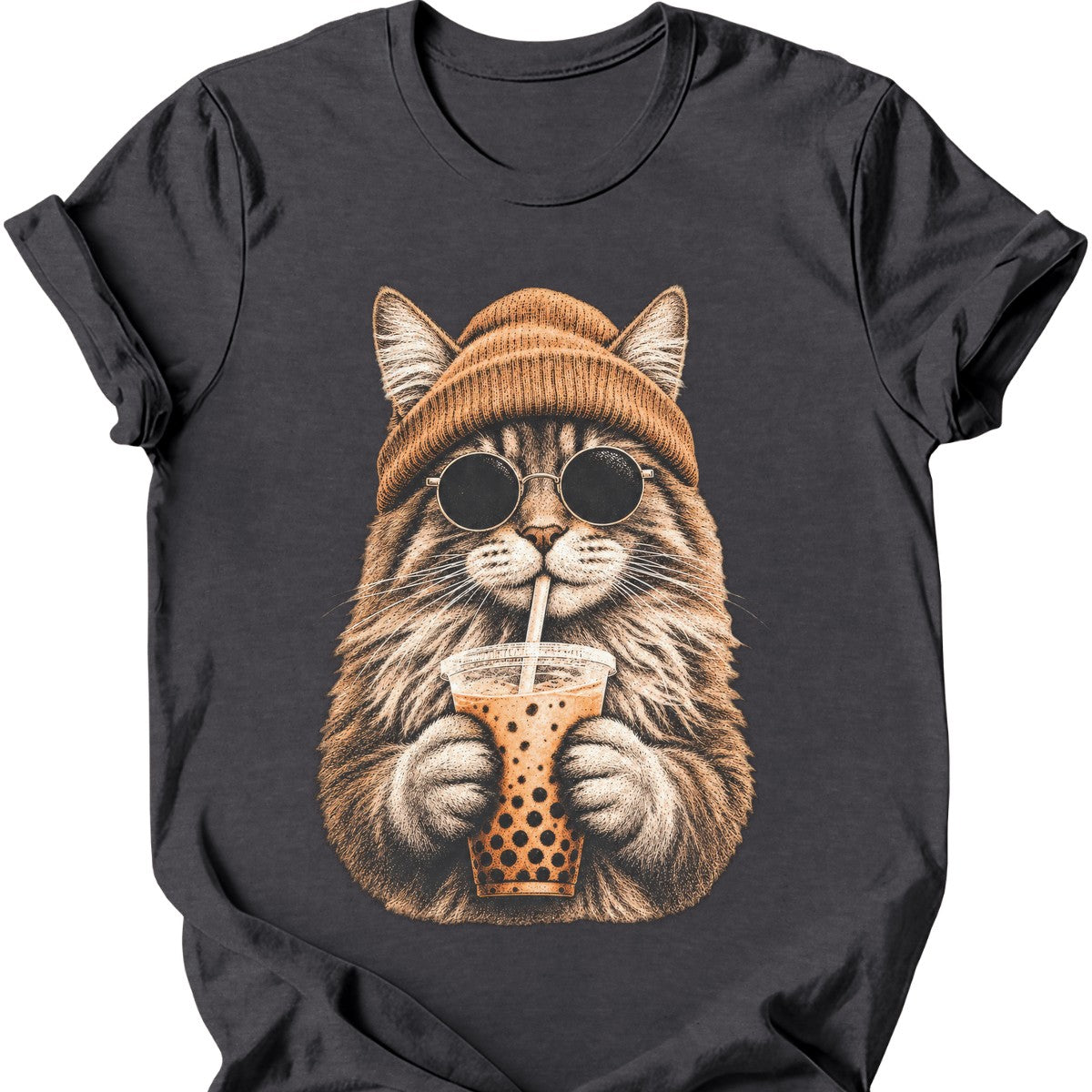 Hipster Cat — Maine Coon T-Shirt — Dark Heather