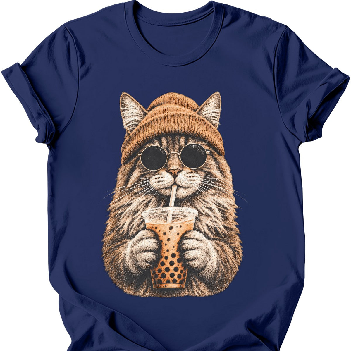 Hipster Cat — Maine Coon T-Shirt — Navy