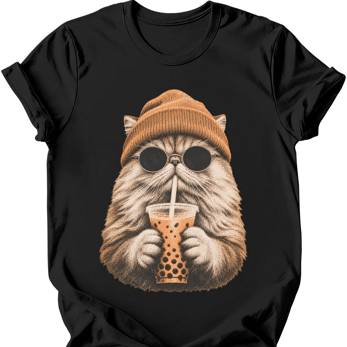 Hipster Cat — Persian Cat T-Shirt — Black