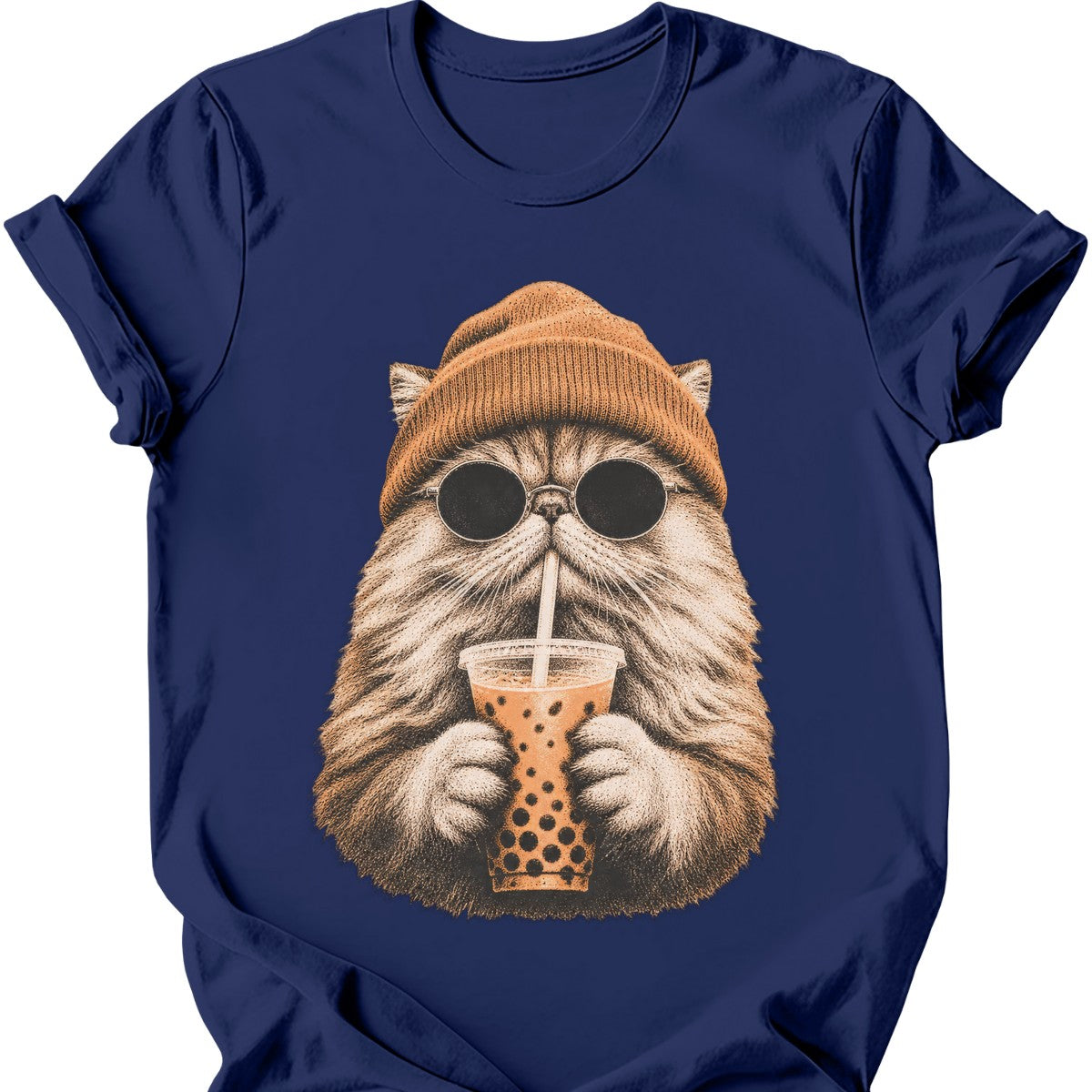Hipster Cat — Persian Cat T-Shirt — Navy