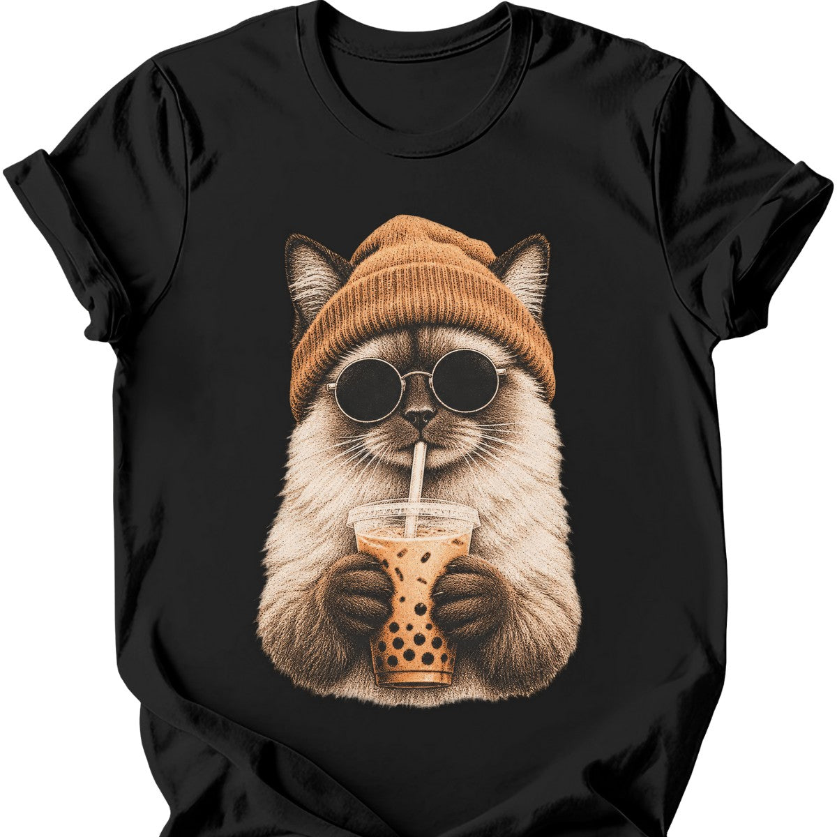 Hipster Cat — Ragdoll Cat T-Shirt — Black
