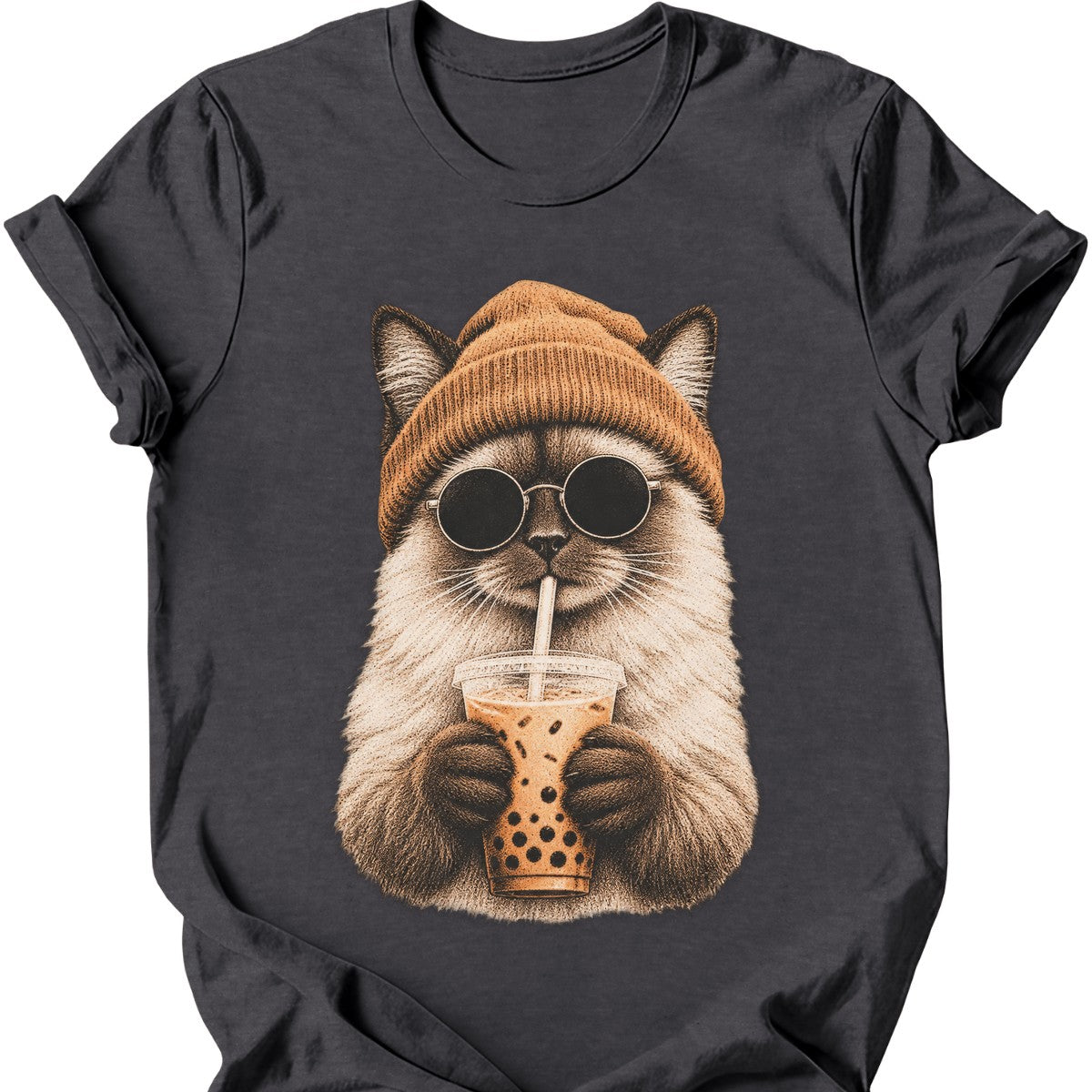 Hipster Cat — Ragdoll Cat T-Shirt — Dark Heather