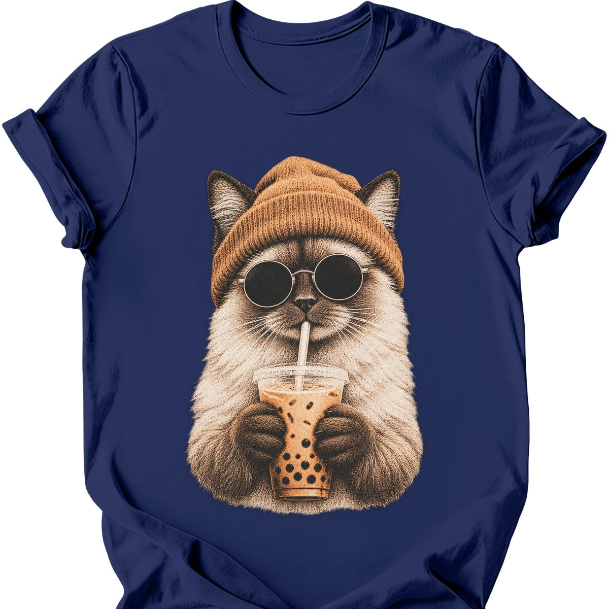 Hipster Cat — Ragdoll Cat T-Shirt — Navy