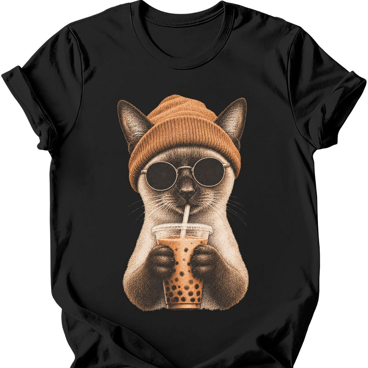 Hipster Cat — Siamese Cat T-Shirt — Black