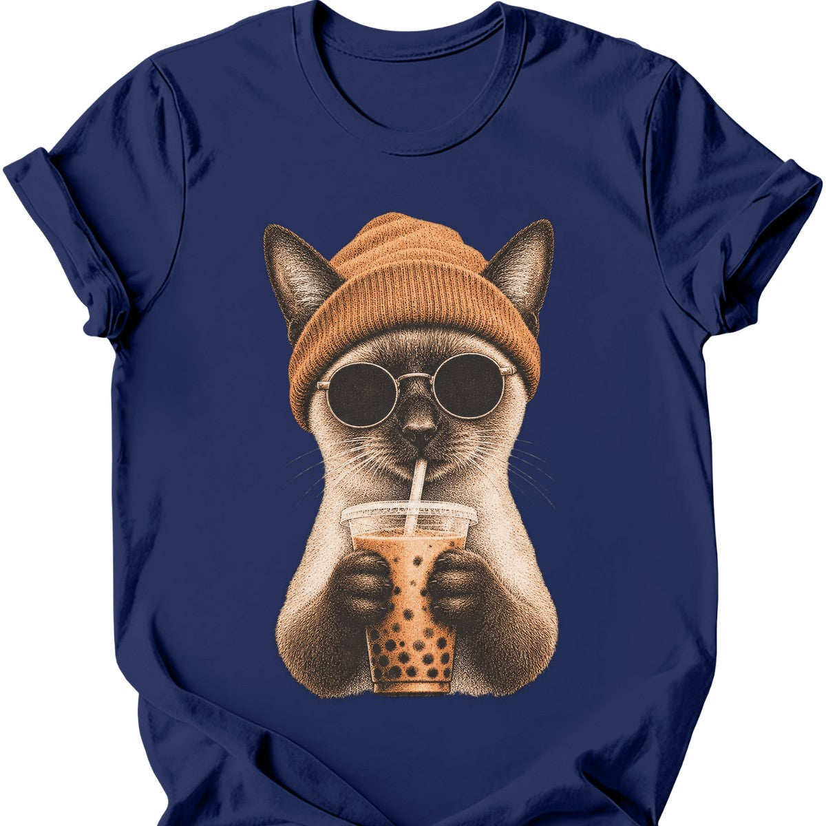 Hipster Cat — Siamese Cat T-Shirt — Navy