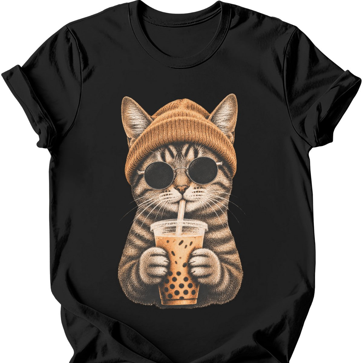 Hipster Cat — Tabby Cat T-Shirt — Black