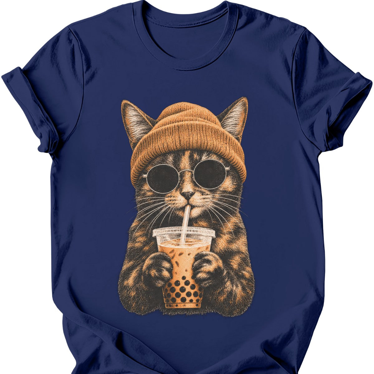 Hipster Cat — Tortoiseshell Cat T-Shirt — Navy