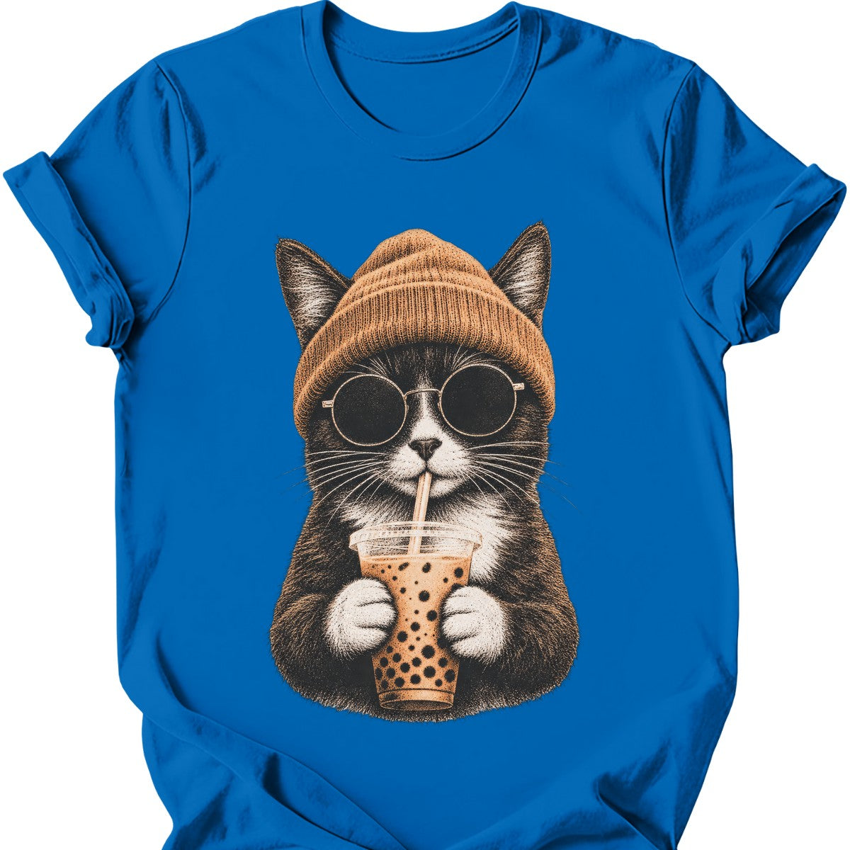 Hipster Cat — Tuxedo Cat T-Shirt — Royal