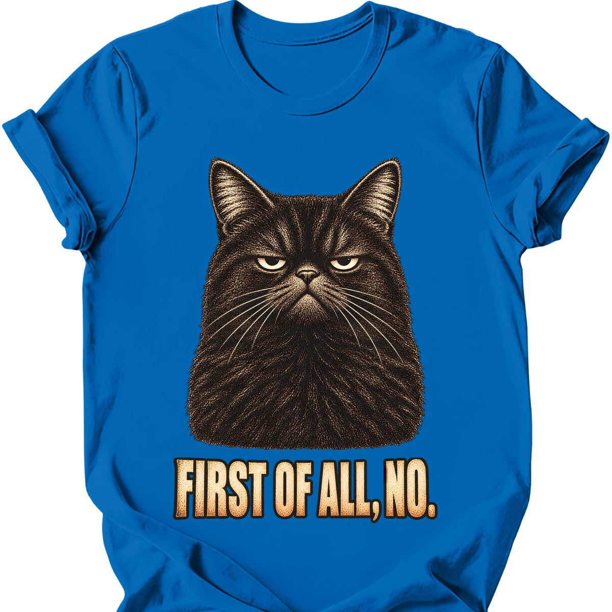 First Of All, No — Black Cat T-Shirt — Royal