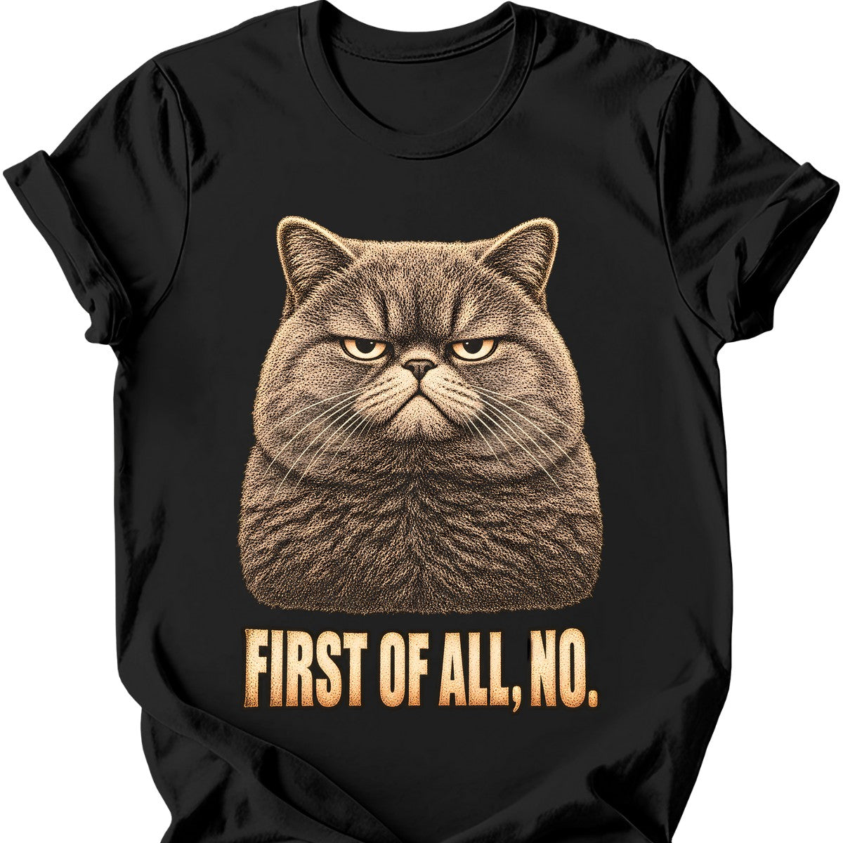 First Of All, No — British Shorthair T-Shirt — Black