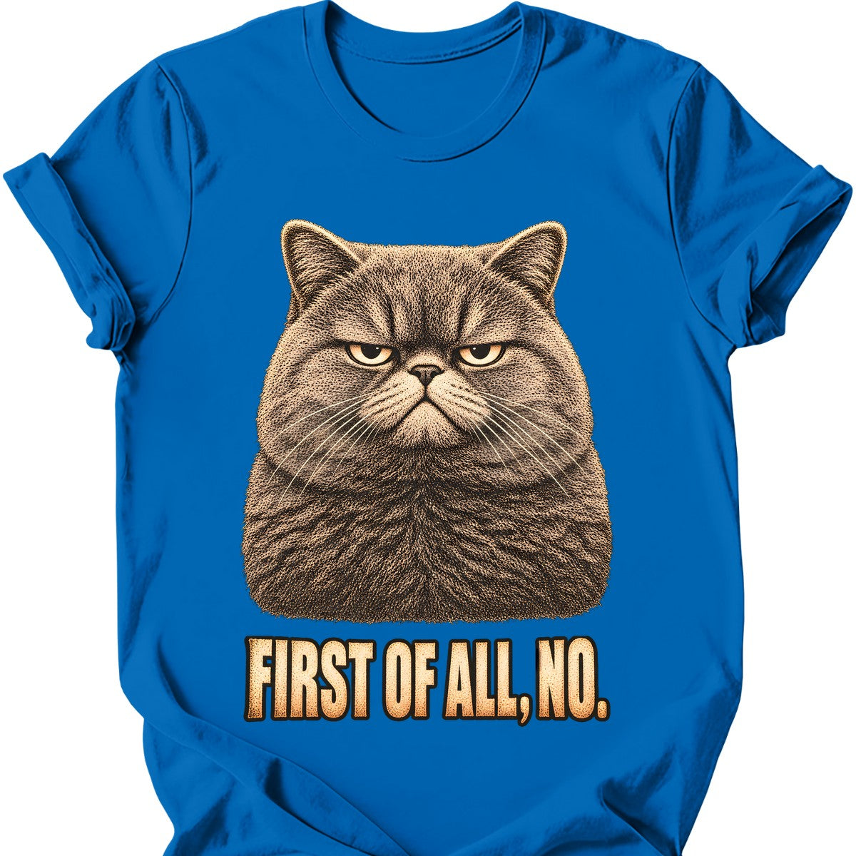 First Of All, No — British Shorthair T-Shirt — Royal