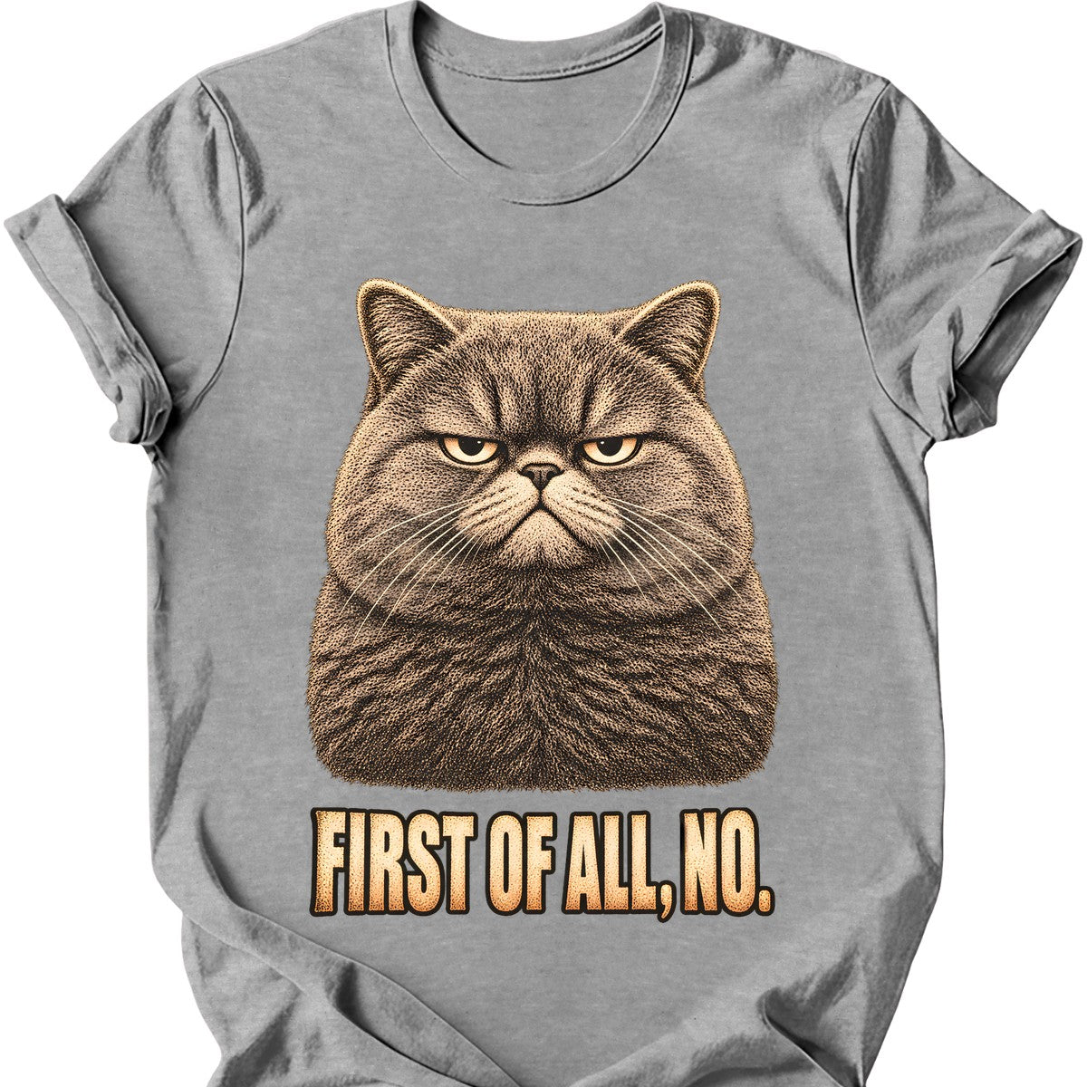 First Of All, No — British Shorthair T-Shirt — Sport Grey