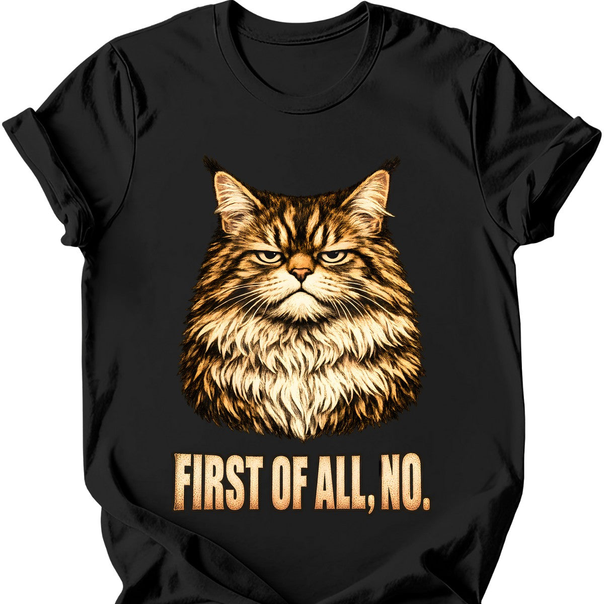 First Of All, No — Maine Coon T-Shirt — Black
