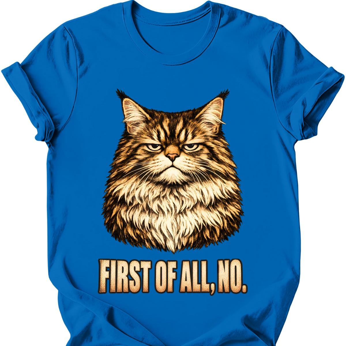 First Of All, No — Maine Coon T-Shirt — Royal