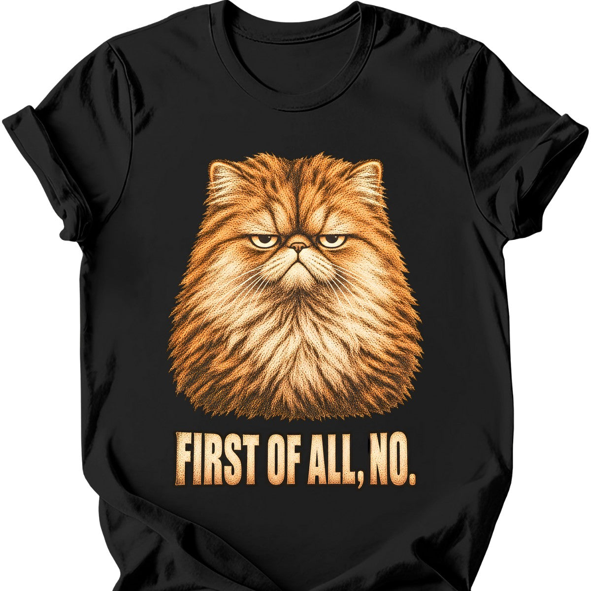 First Of All, No — Persian Cat T-Shirt — Black