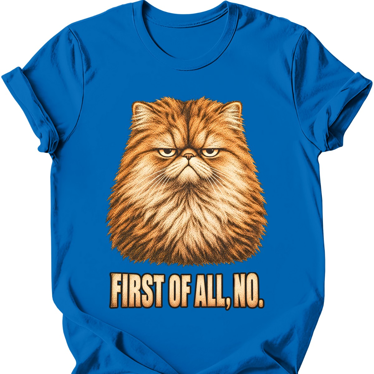 First Of All, No — Persian Cat T-Shirt — Royal