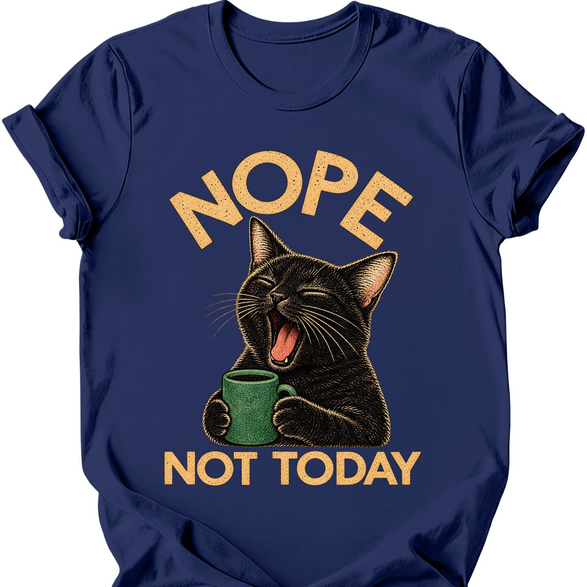 Not Today — Black Cat T-Shirt — Navy
