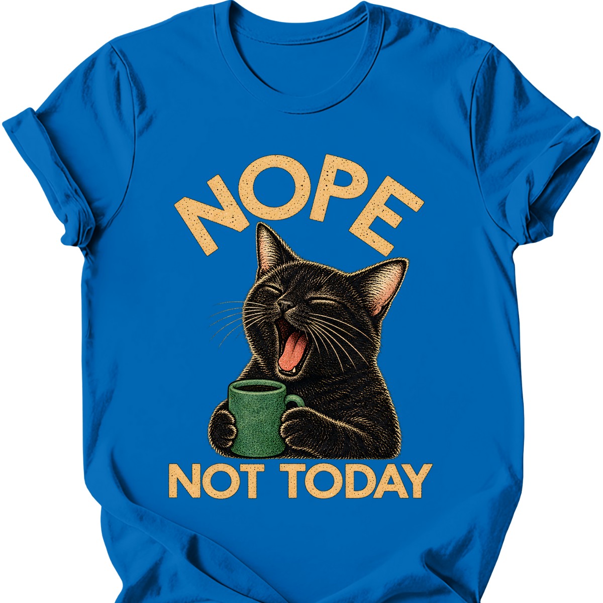 Not Today — Black Cat T-Shirt — Royal