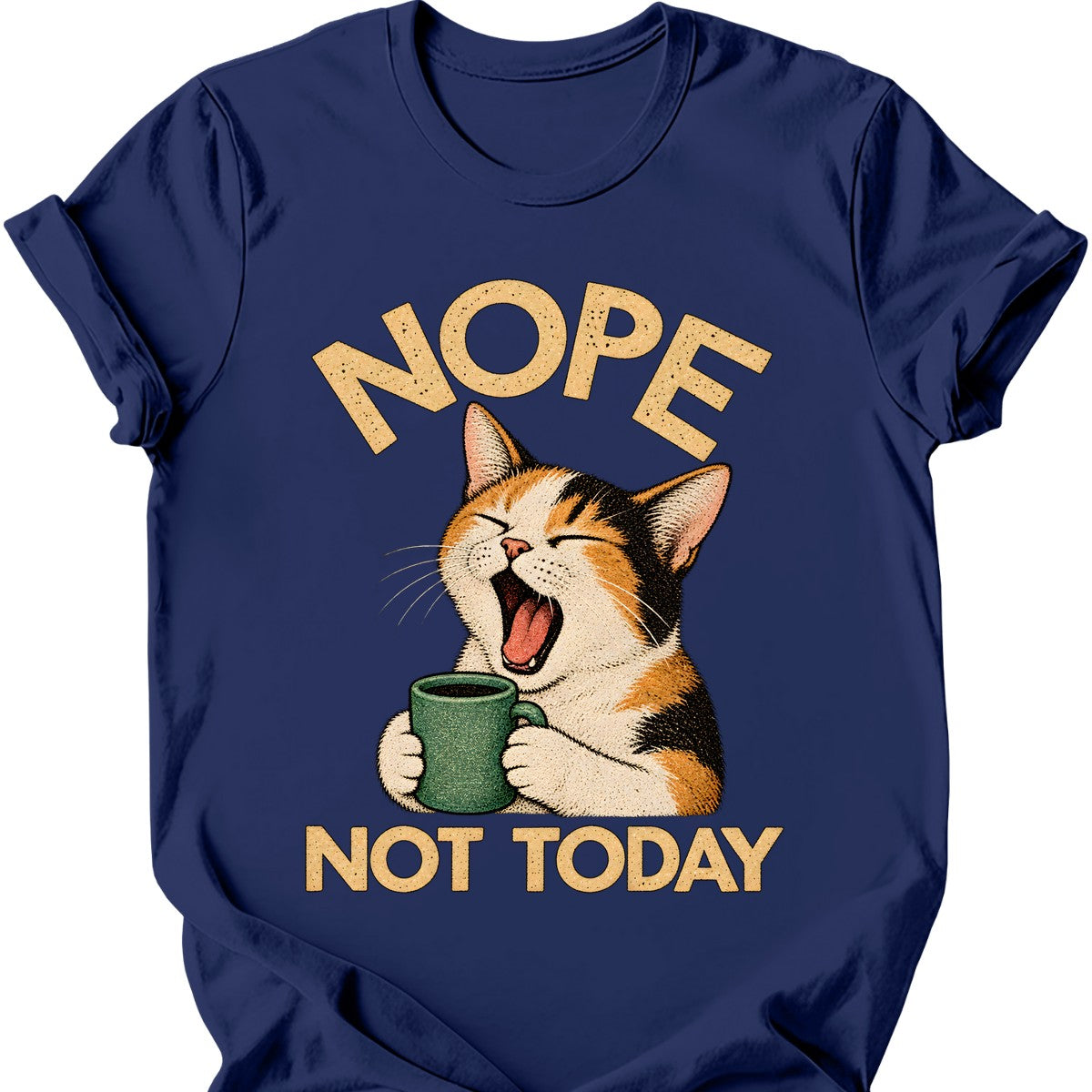 Not Today — Calico Cat T-Shirt — Navy