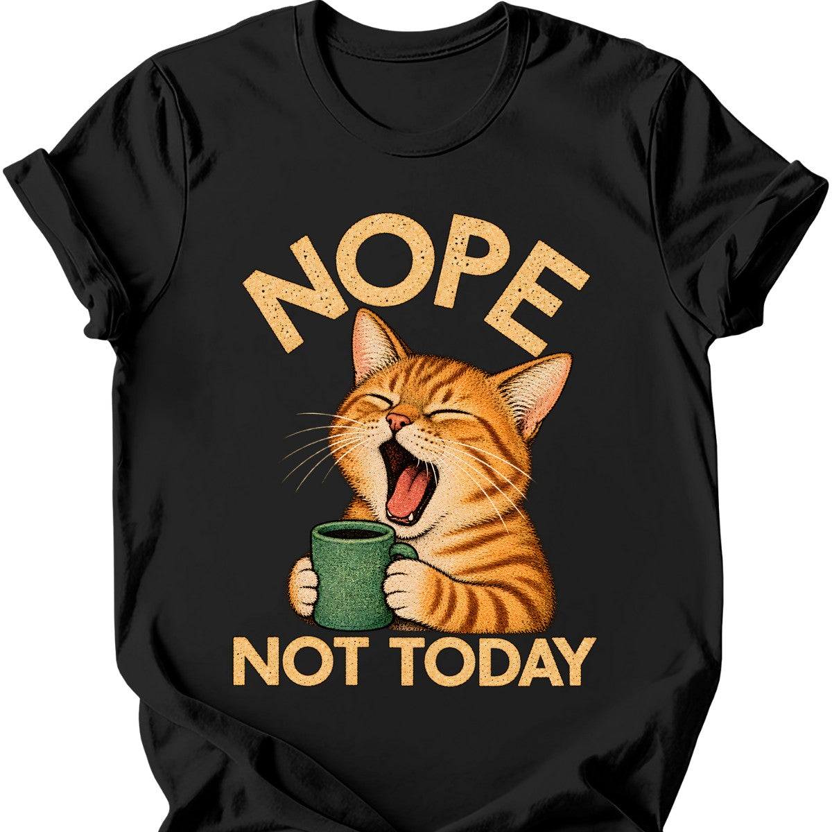 Not Today — Ginger Tabby T-Shirt — Black
