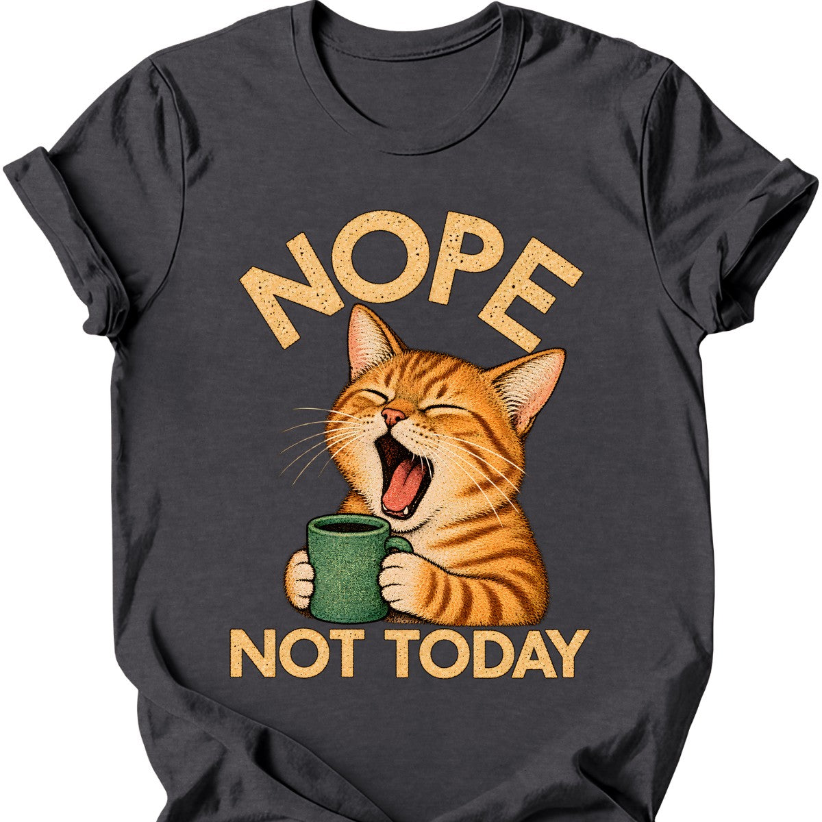 Not Today — Ginger Tabby T-Shirt — Dark Heather