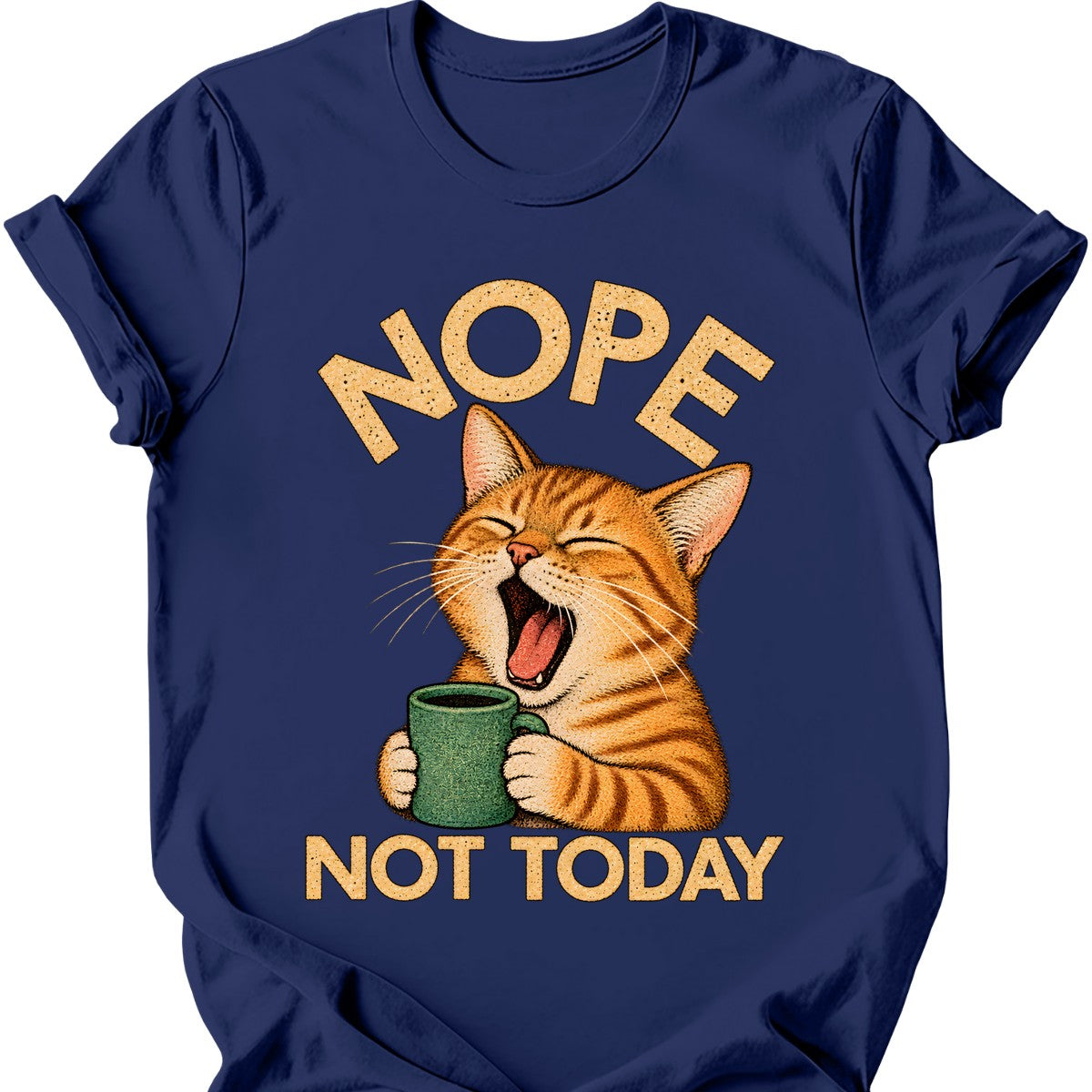Not Today — Ginger Tabby T-Shirt — Navy