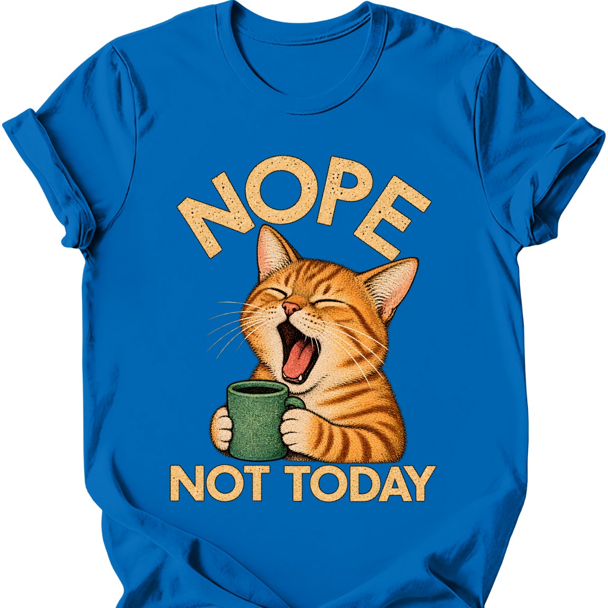 Not Today — Ginger Tabby T-Shirt — Royal