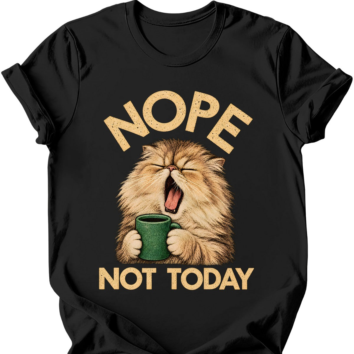 Not Today — Persian Cat T-Shirt — Black