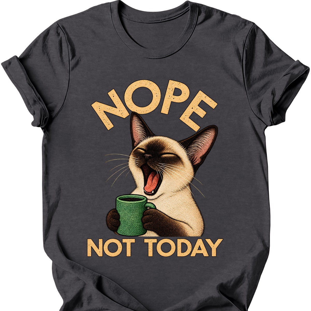 Not Today — Siamese Cat T-Shirt — Dark Heather