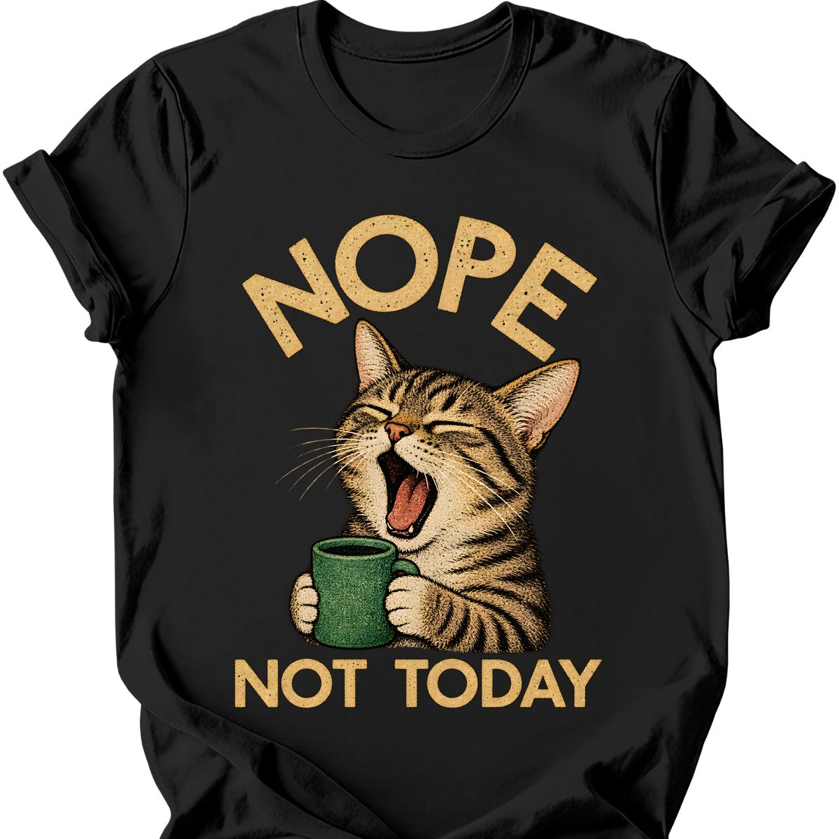 Not Today — Tabby Cat T-Shirt — Black