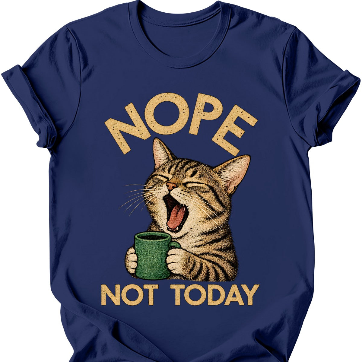 Not Today — Tabby Cat T-Shirt — Navy