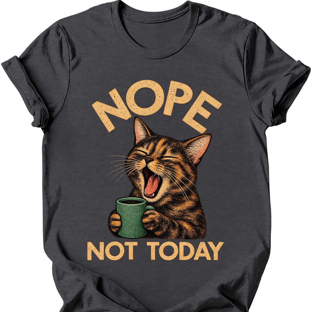 Not Today — Tortoiseshell Cat T-Shirt — Dark Heather