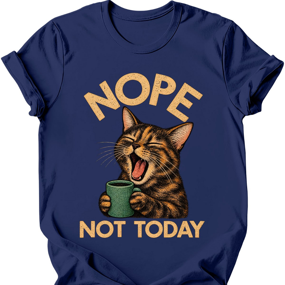 Not Today — Tortoiseshell Cat T-Shirt — Navy
