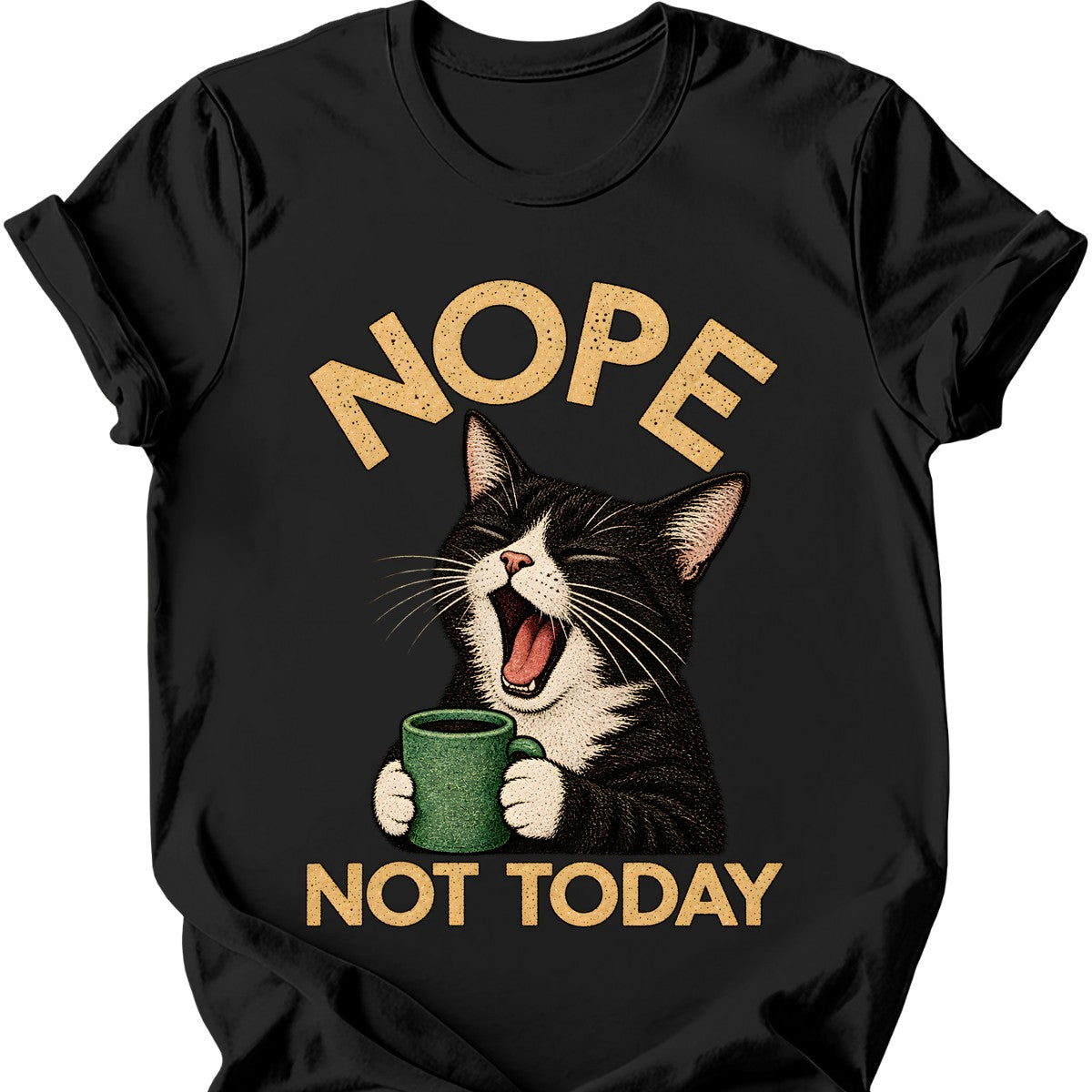Not Today — Tuxedo Cat T-Shirt — Black