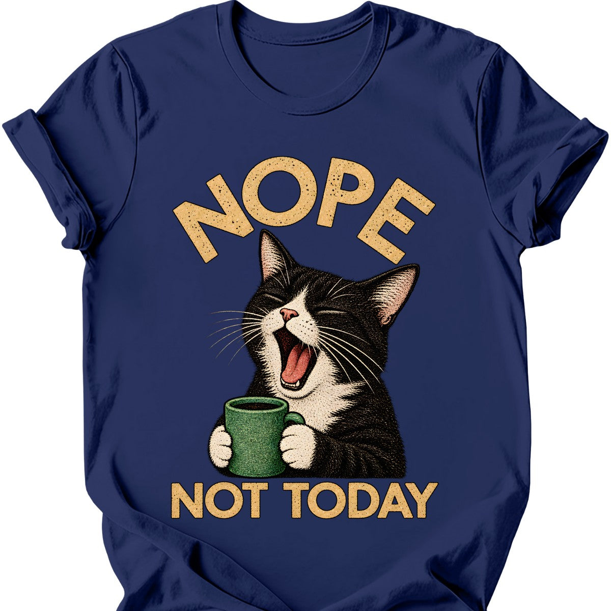 Not Today — Tuxedo Cat T-Shirt — Navy