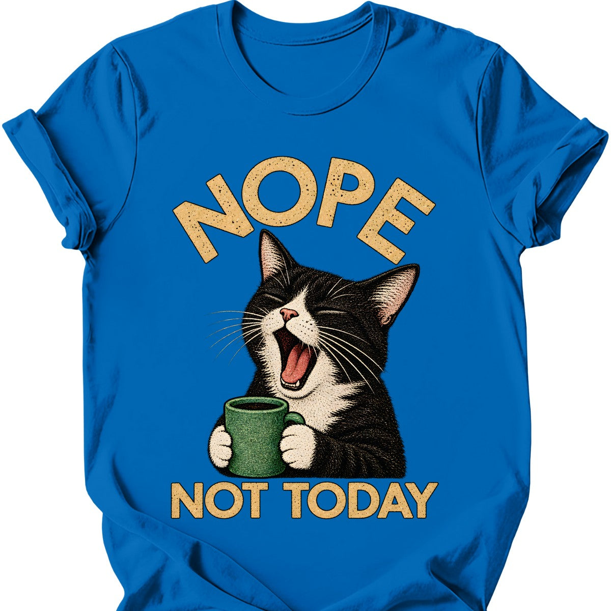 Not Today — Tuxedo Cat T-Shirt — Royal