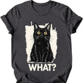 What? — Black Cat T-Shirt — Dark Heather
